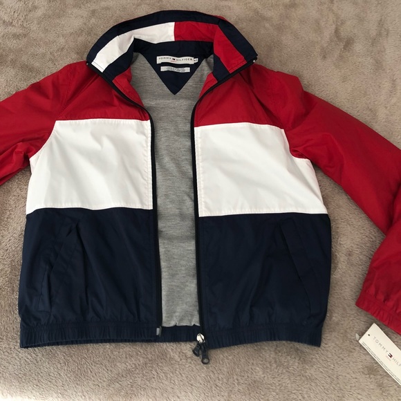 tommy hilfiger red white and blue jacket womens